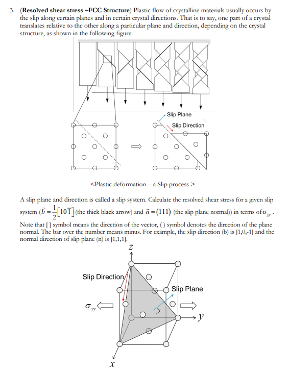 ( Resolved shear stress - FCC Structure ) Plastic