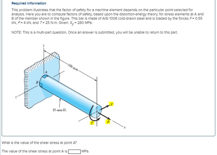 ! Required information This problem illustrates