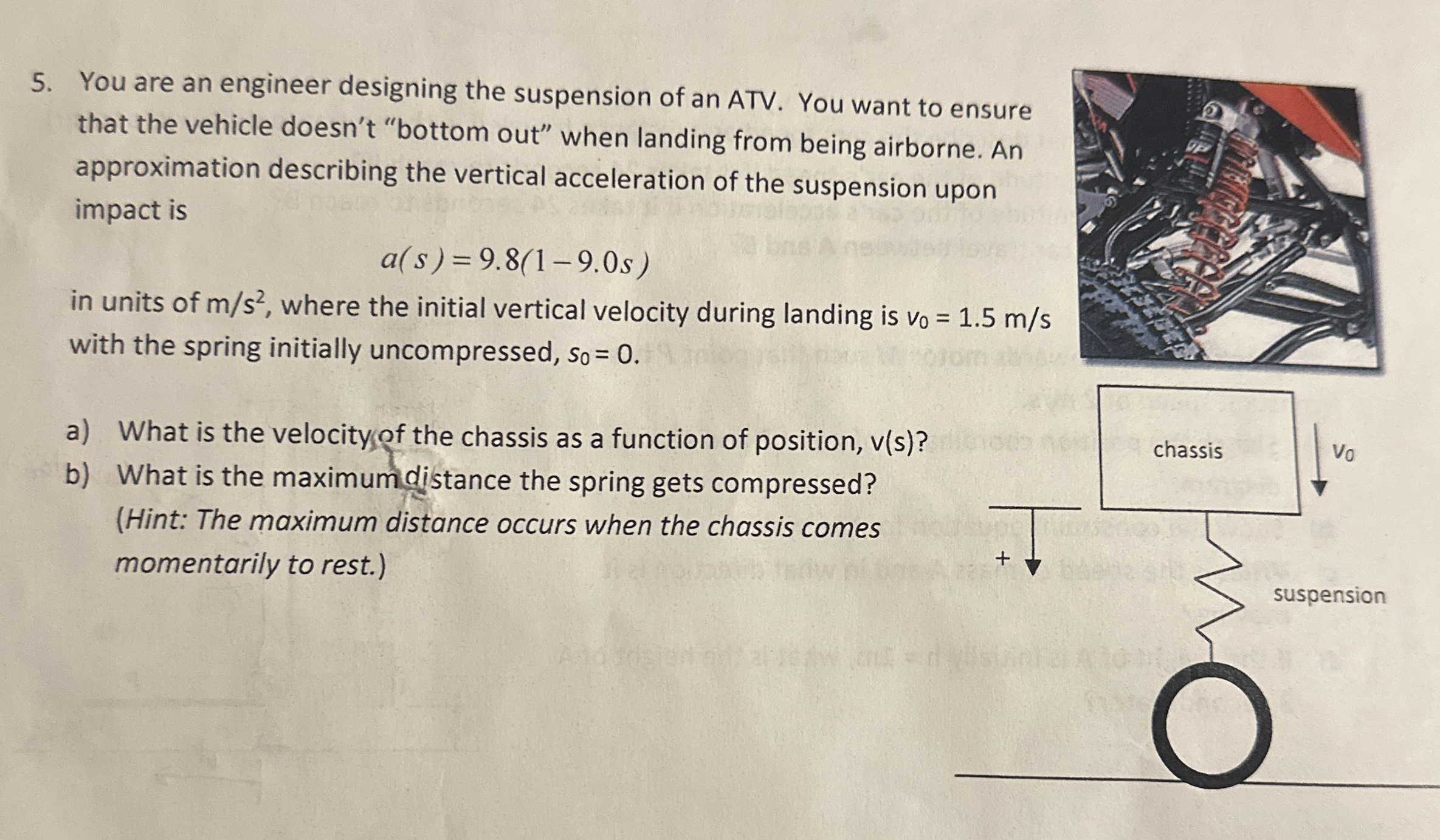 You are an engineer designing the suspension of