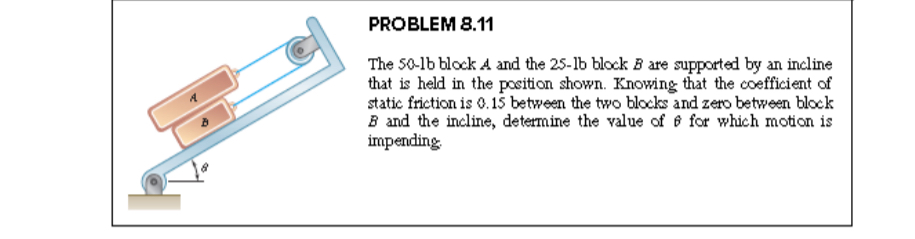 PROBLEM 8 . 1 1 The 5 0 - 1 b block A and the 2 5
