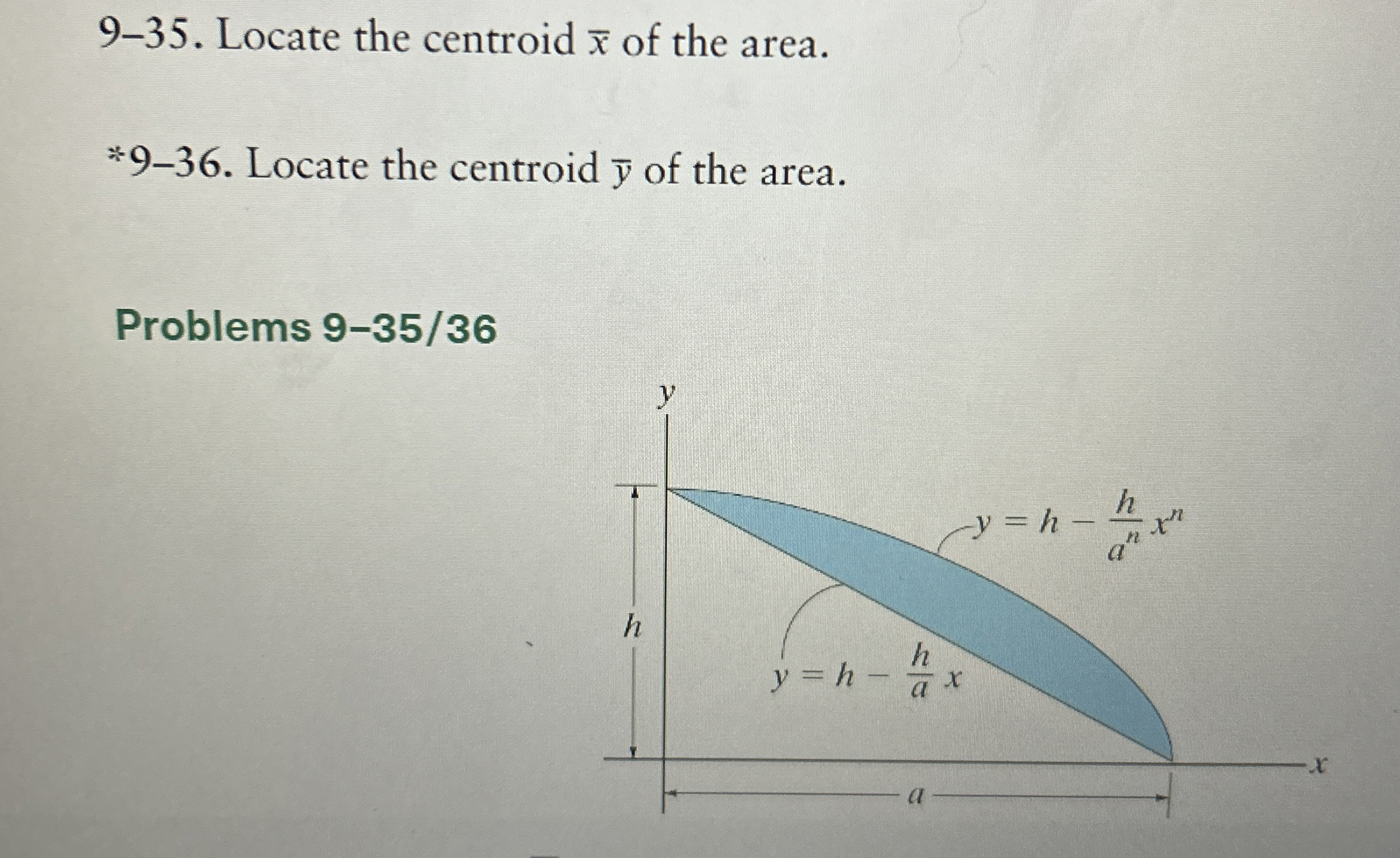 9 - 3 5 . Locate the centroid x of the area.