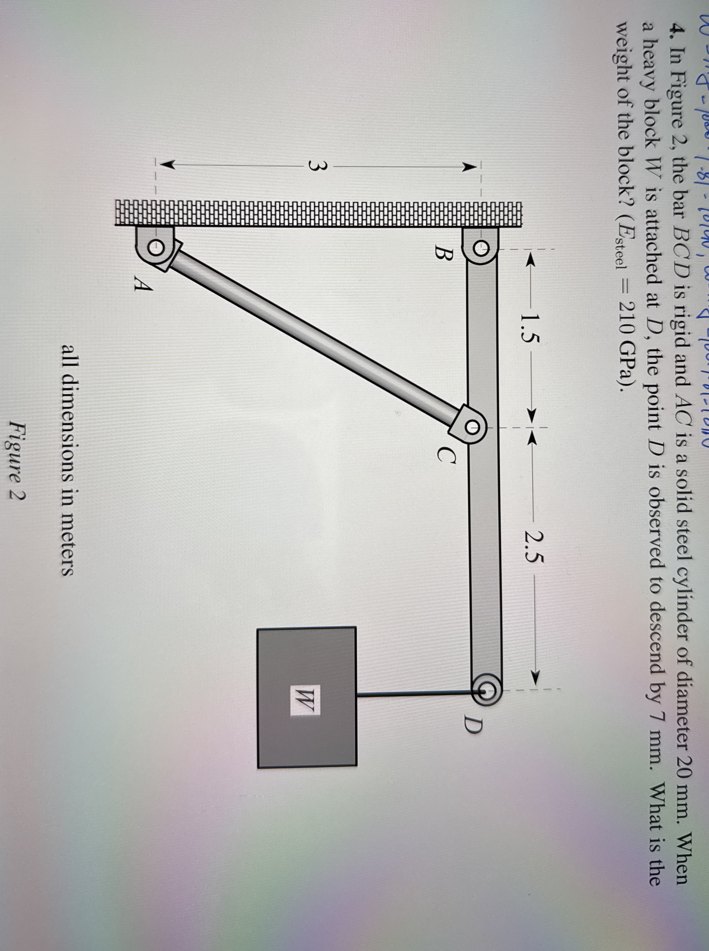 In Figure 2 , the bar B C D is rigid and A C is a