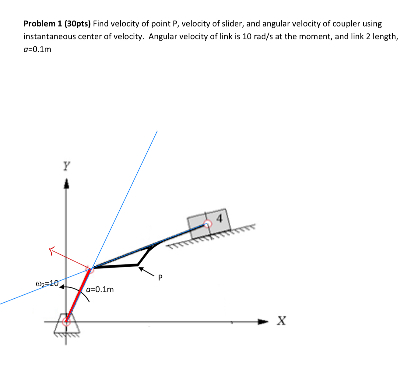Problem 1 ( 3 0 pts ) Find velocity of point P ,