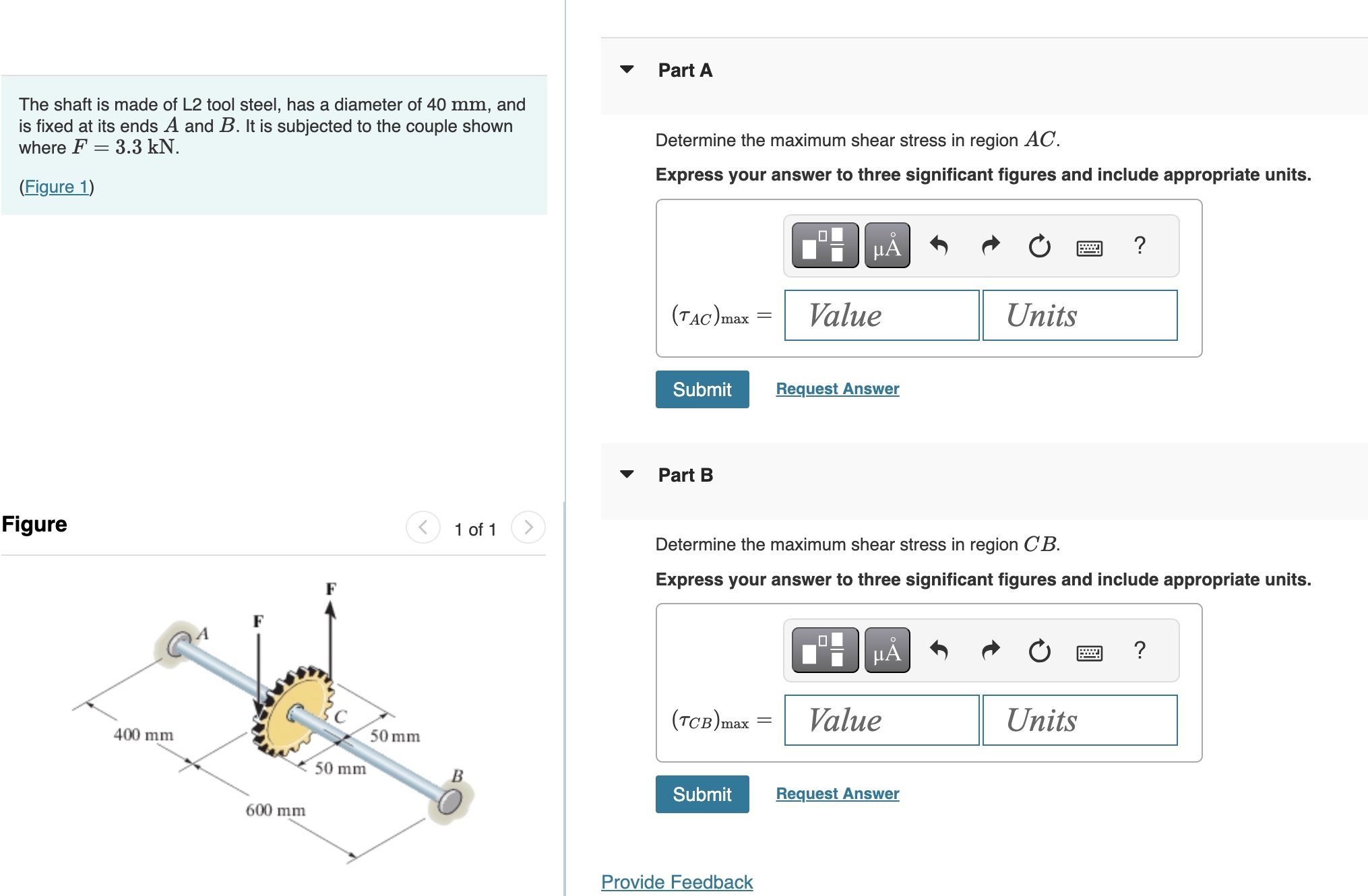 The shaft is made of L 2 tool steel, has a