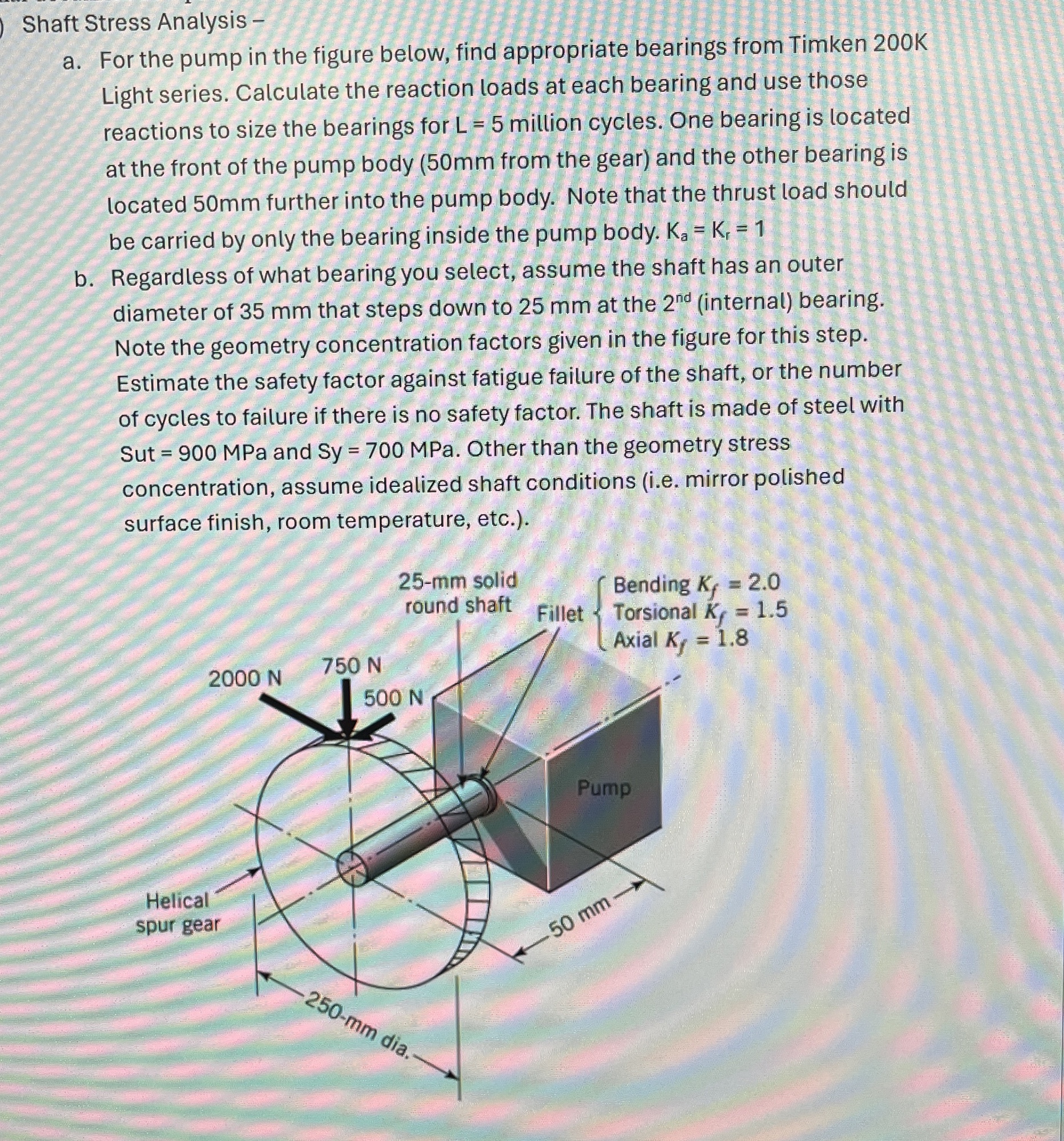 Shaft Stress Analysis - a . For the pump in the