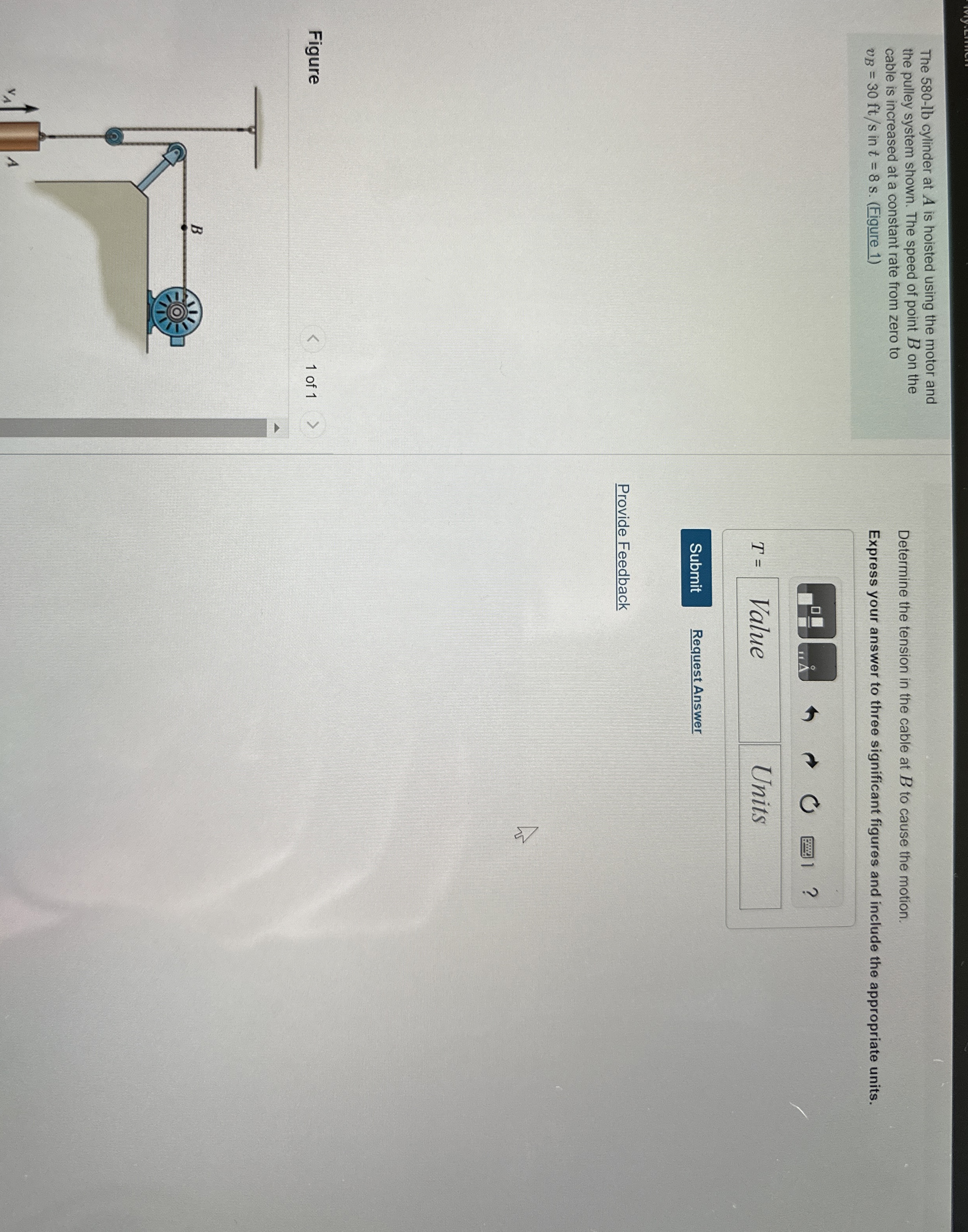 The 5 8 0 - lb cylinder at A is hoisted using the