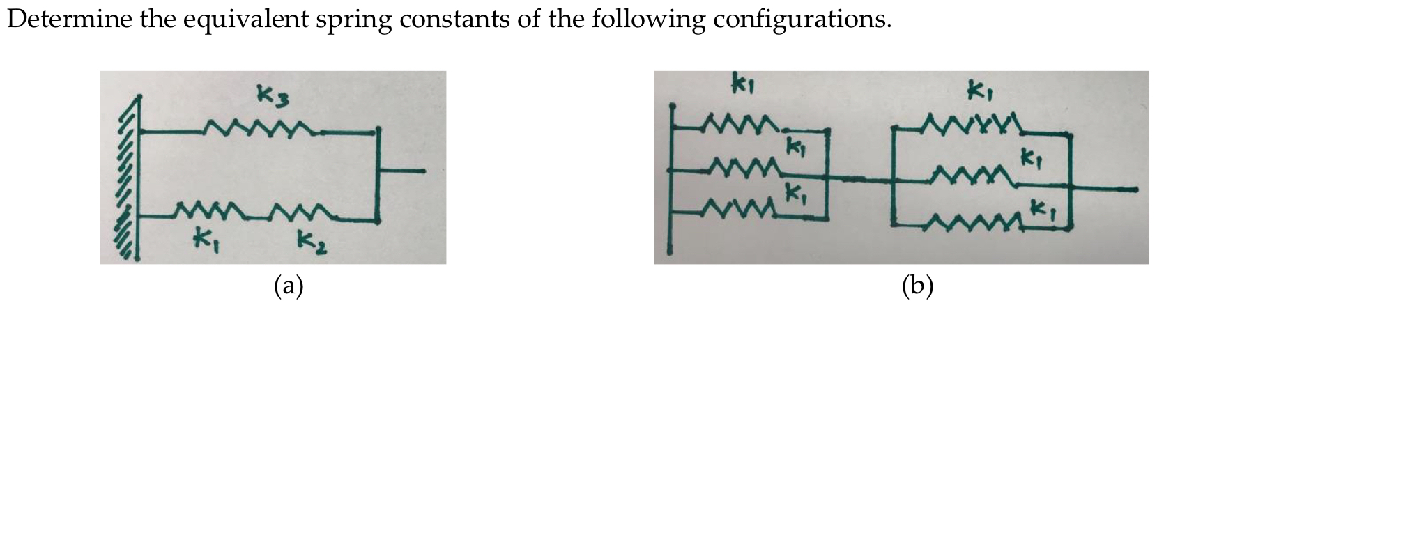 Determine the equivalent spring constants of the