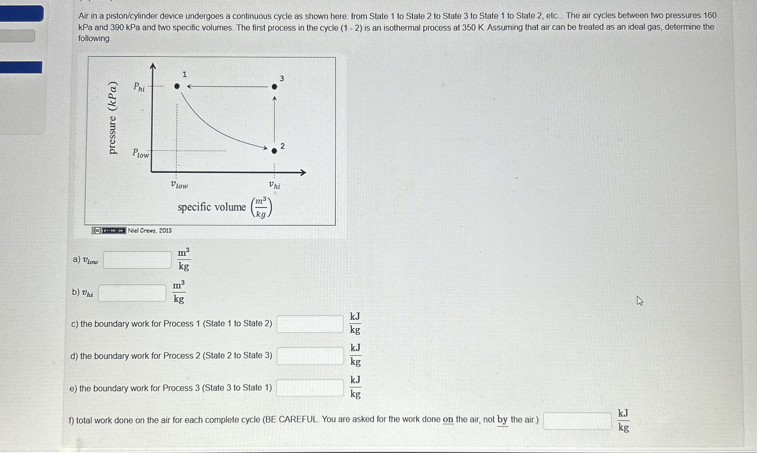 Air in a piston / cylinder device undergoes a