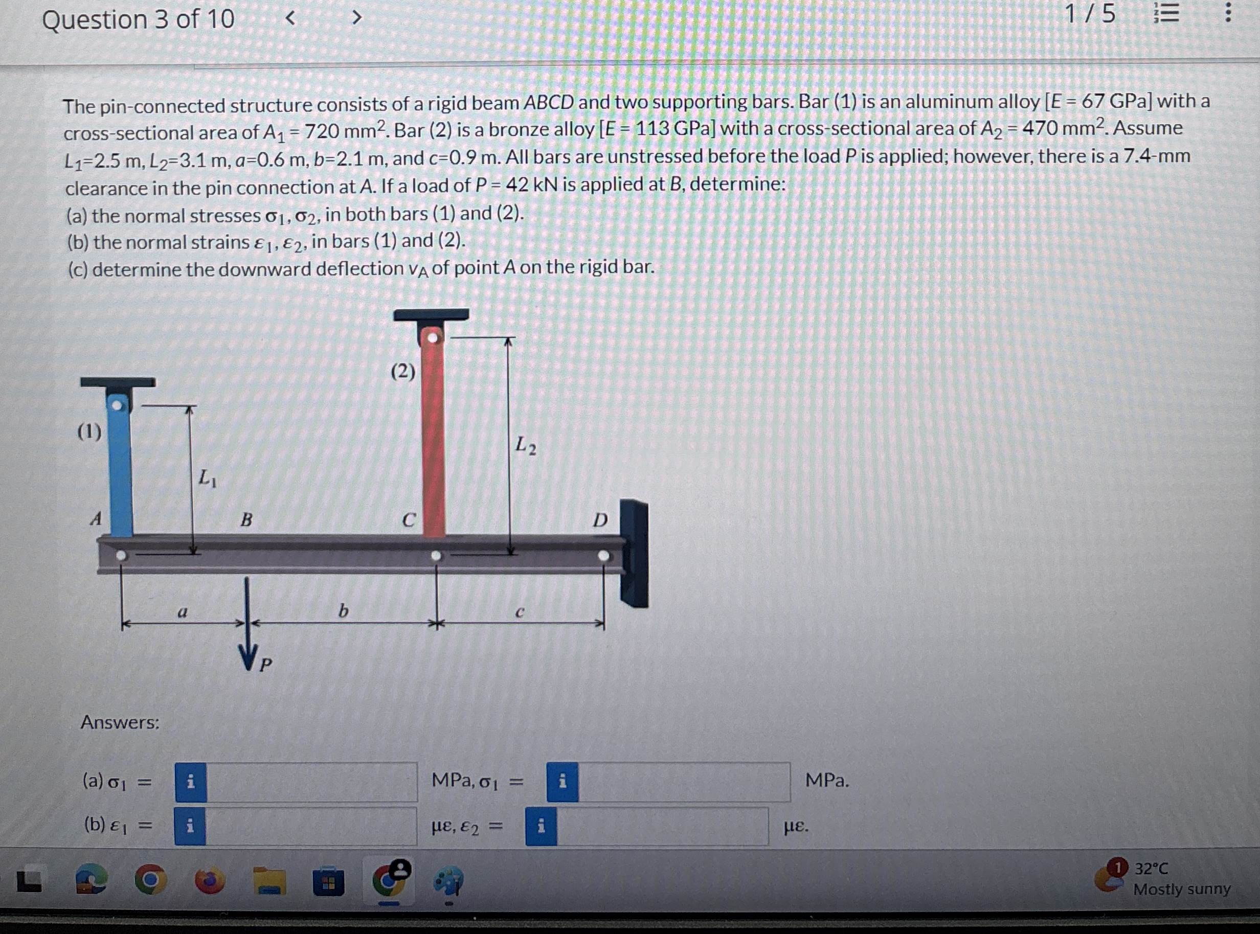 Question 3 of 1 0 The pin - connected structure