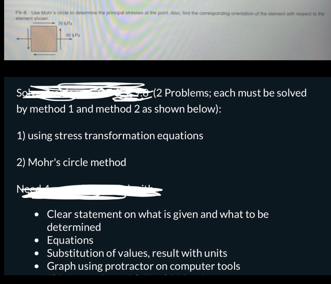 F 9 - 8 Use Mohr's circle to determine the