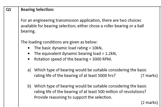 Bearing Selection: For an engineering