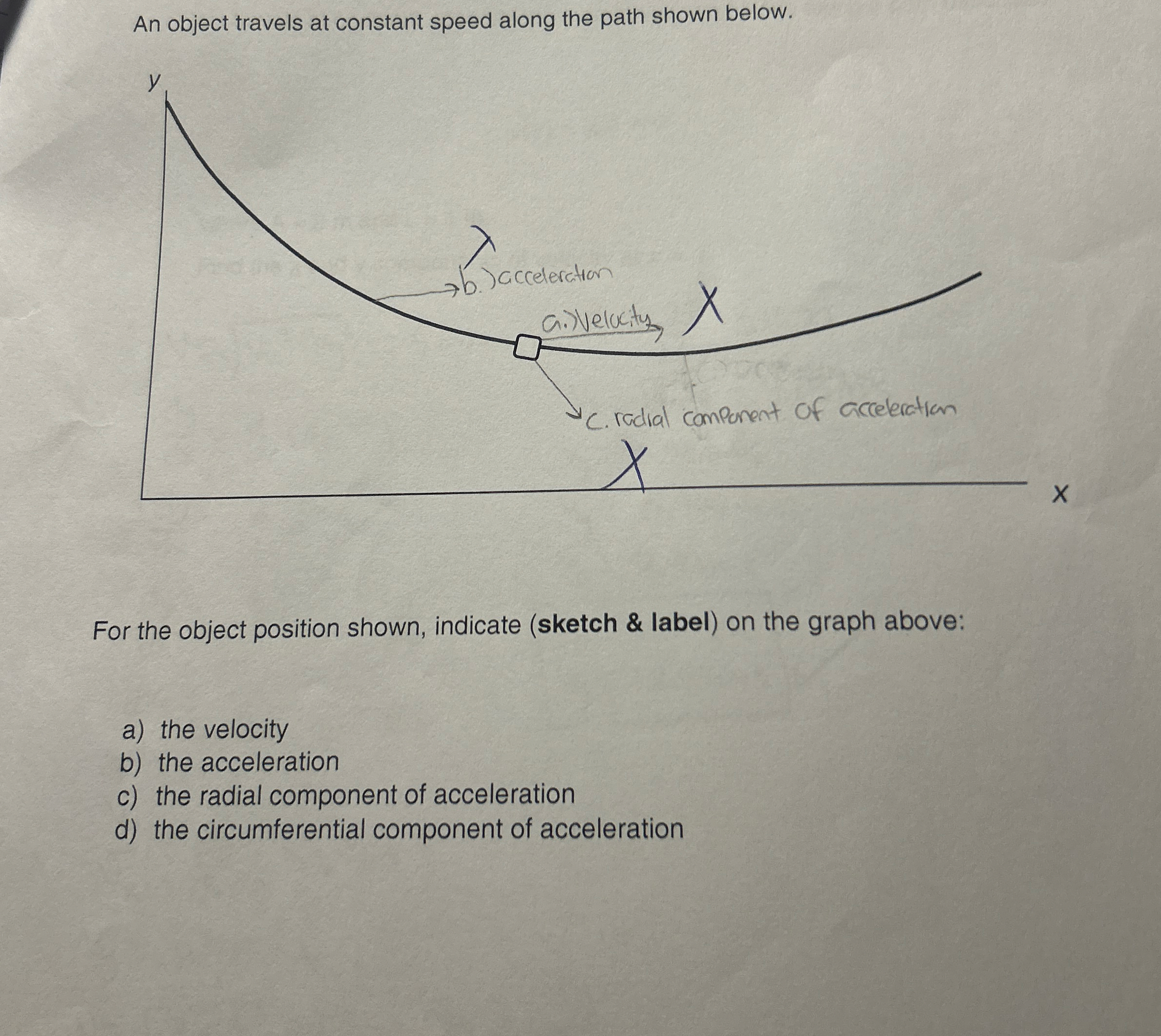 An object travels at constant speed along the