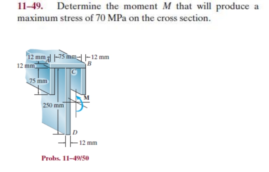1 1 - 4 9 . Determine the moment \ ( M \ ) that