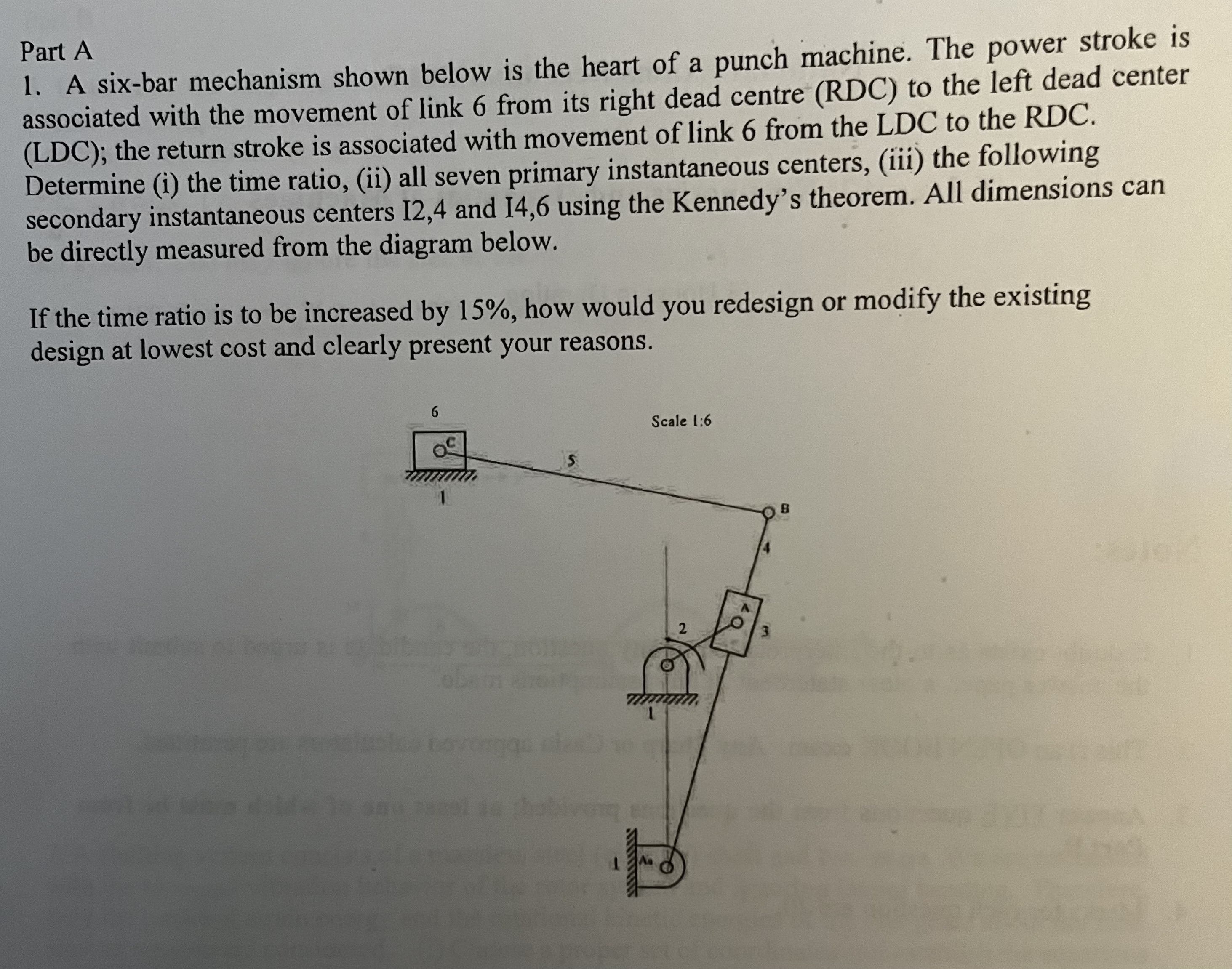 A six - bar mechanism shown below is the heart of