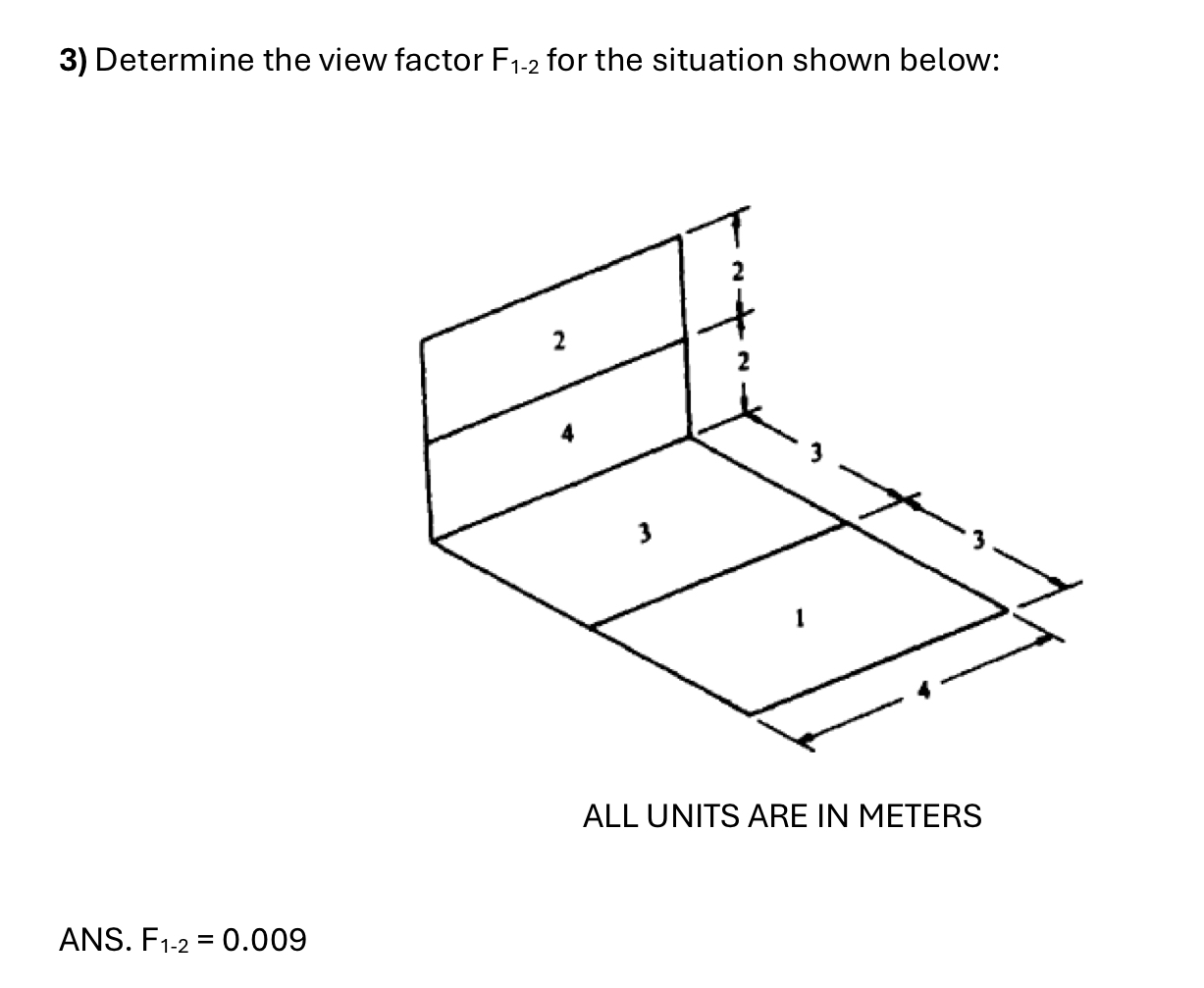 Determine the view factor F 1 - 2 for the