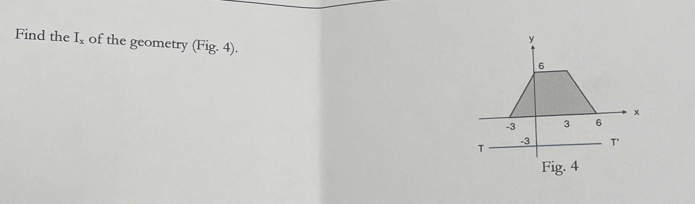 Find the I x of the geometry ( Fig . 4 ) .