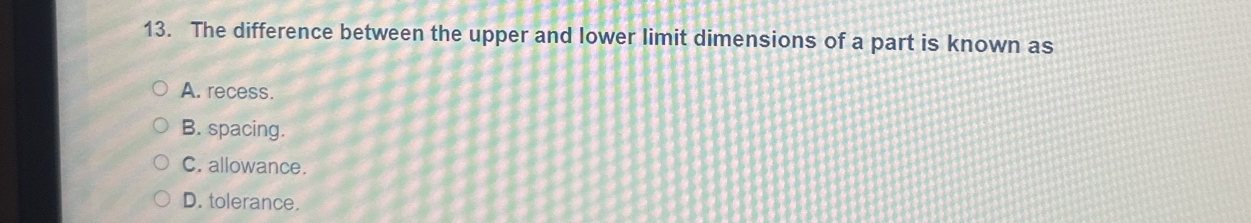 The difference between the upper and lower limit