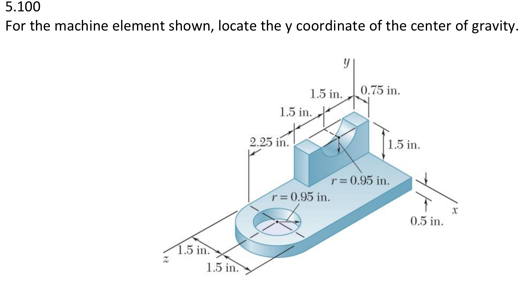 5 . 1 0 0 For the machine element shown, locate