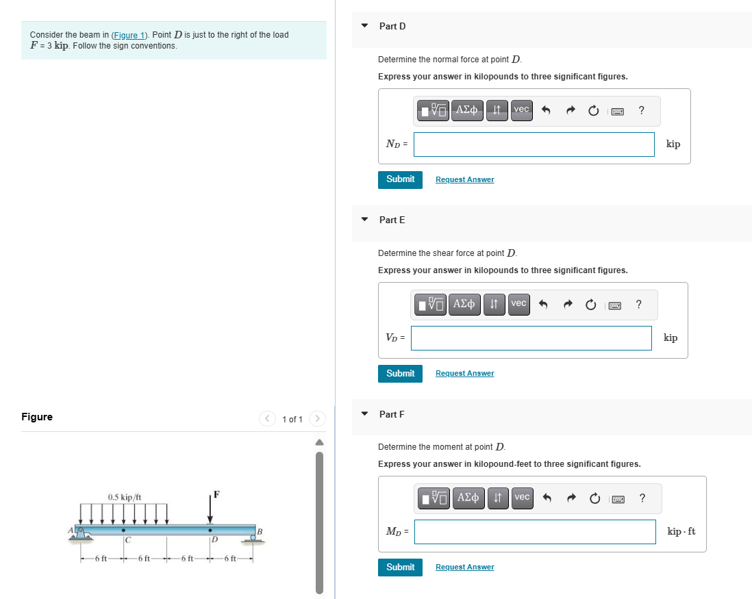 Consider the beam in ( Figure 1 ) . Point D is