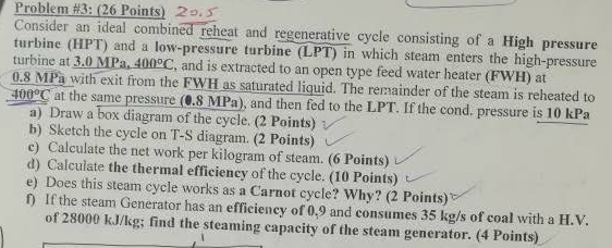 Problem # 3 : ( 2 6 Points ) 2 0 . 5 Consider an