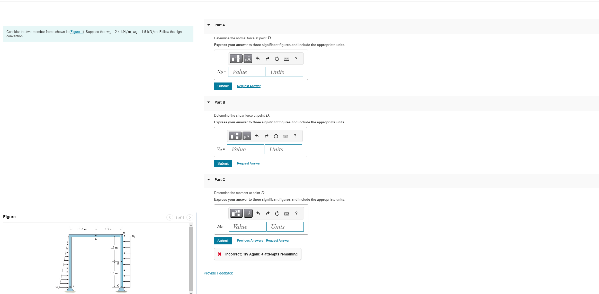 Consider the two - member frame shown in ( Figure