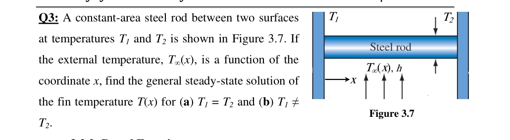 Q 3 : A constant - area steel rod between two