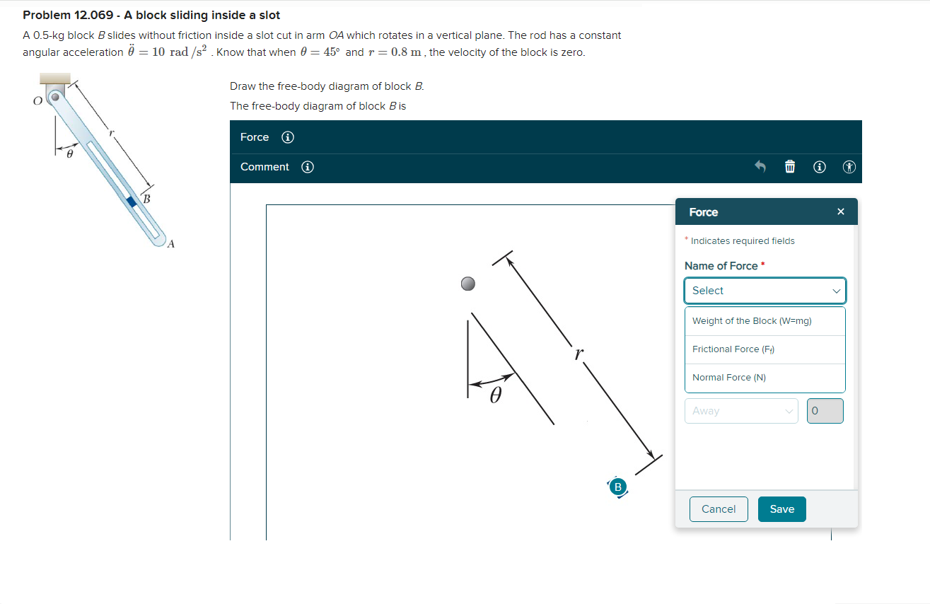 Problem 1 2 . 0 6 9 - A block sliding inside a