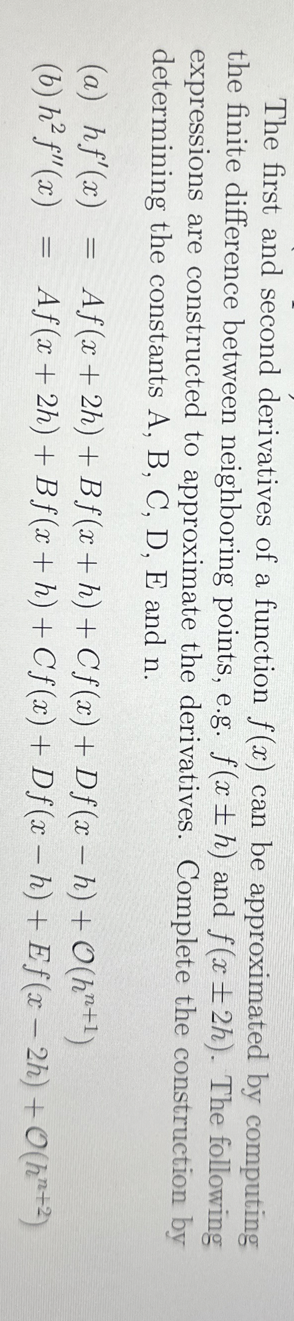 The first and second derivatives of a function f