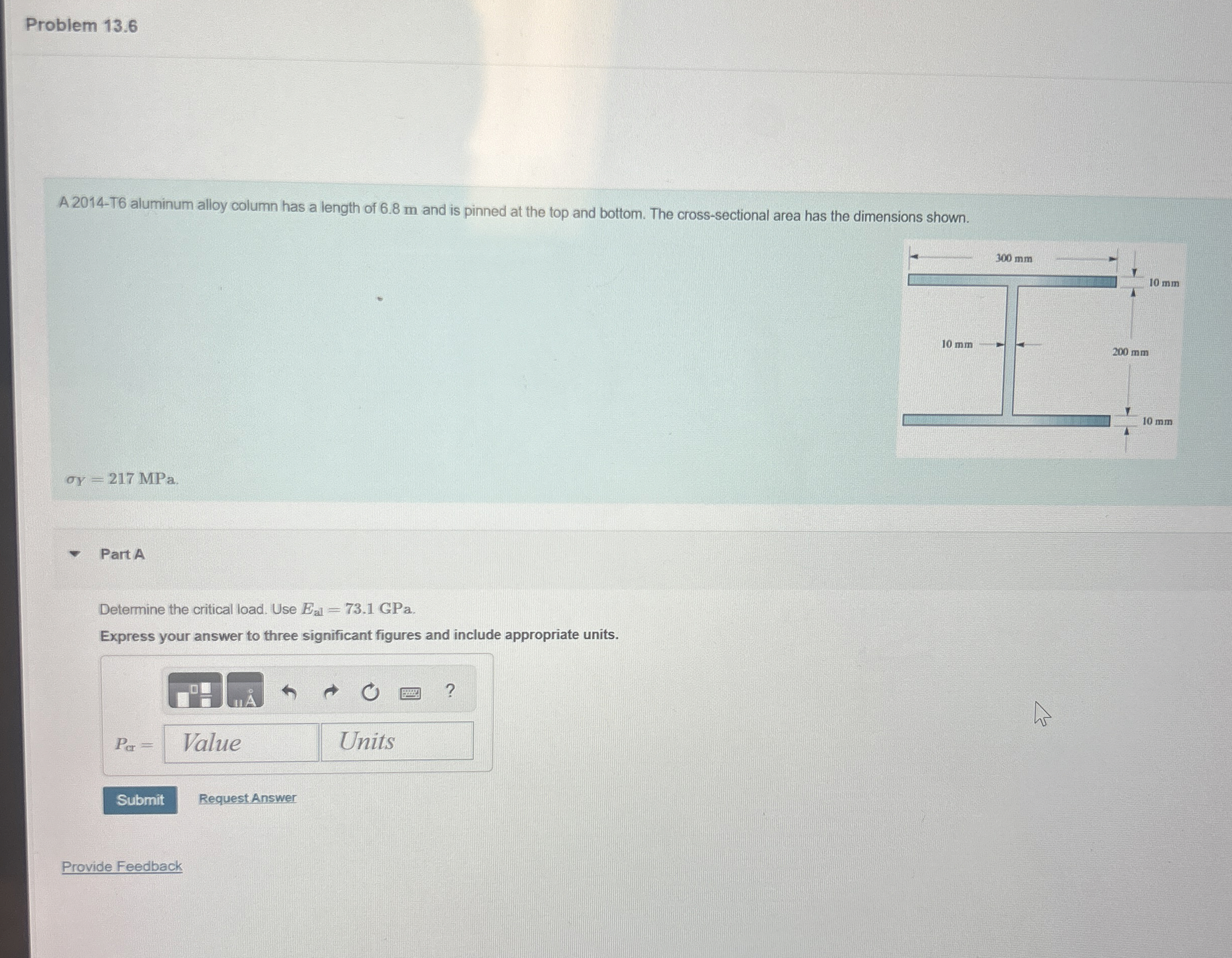 Problem 1 3 . 6 A 2 0 1 4 - T 6 aluminum alloy