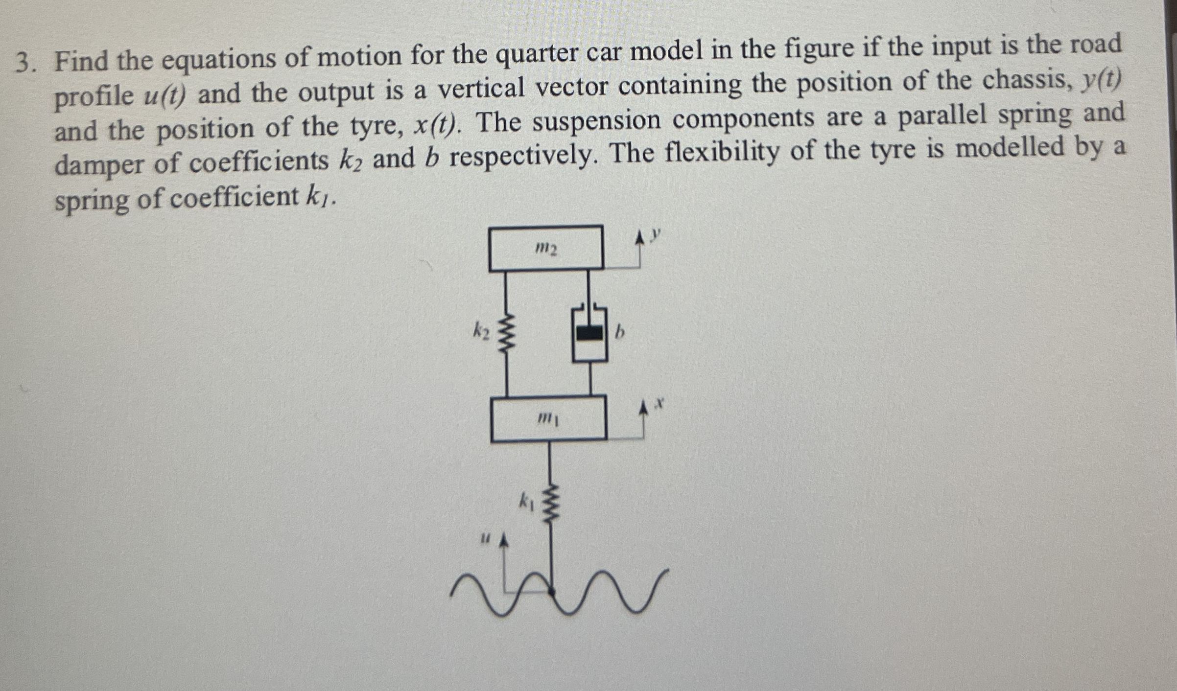 Find the equations of motion for the quarter car