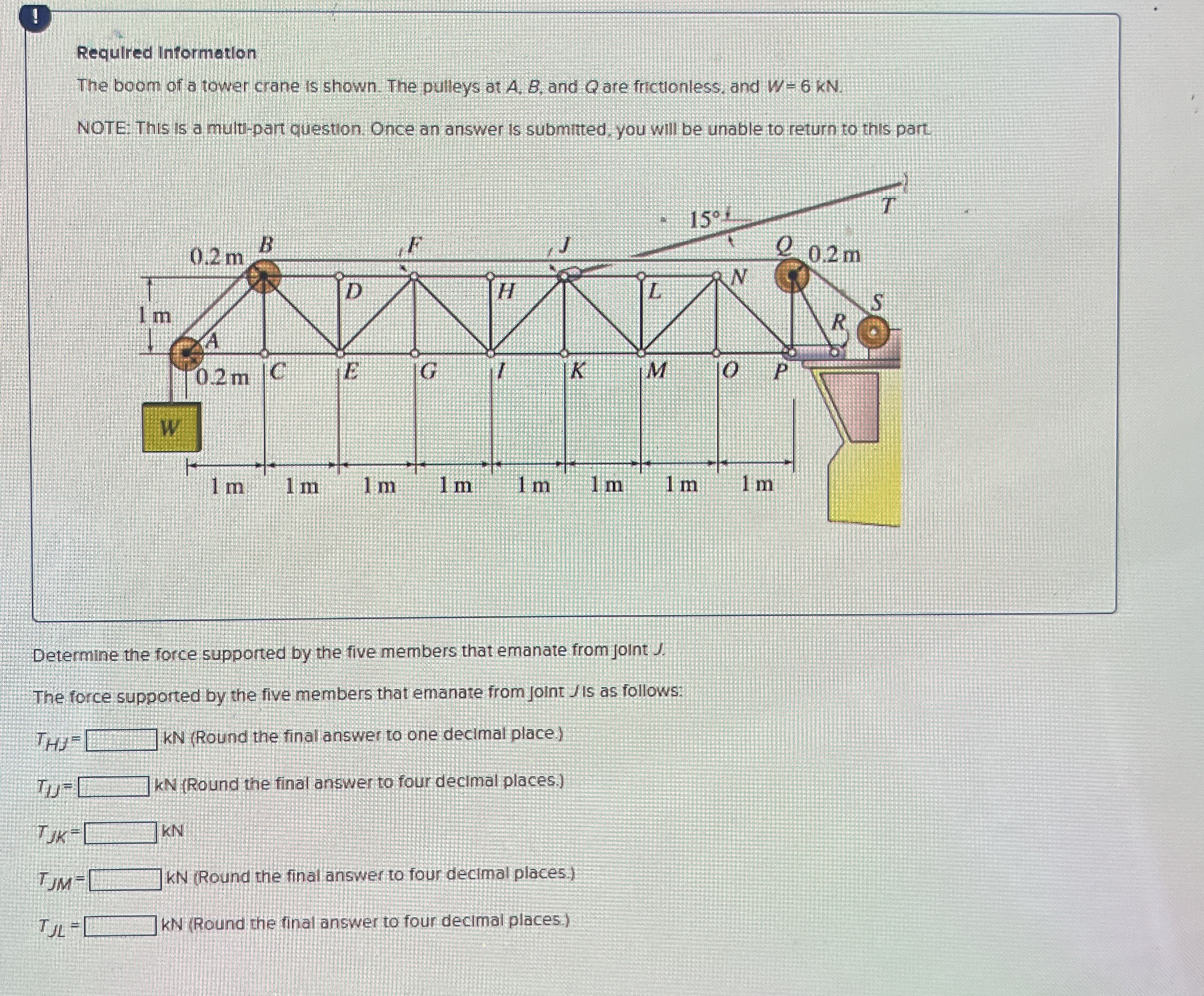 ! Required information The boom of a tower crane