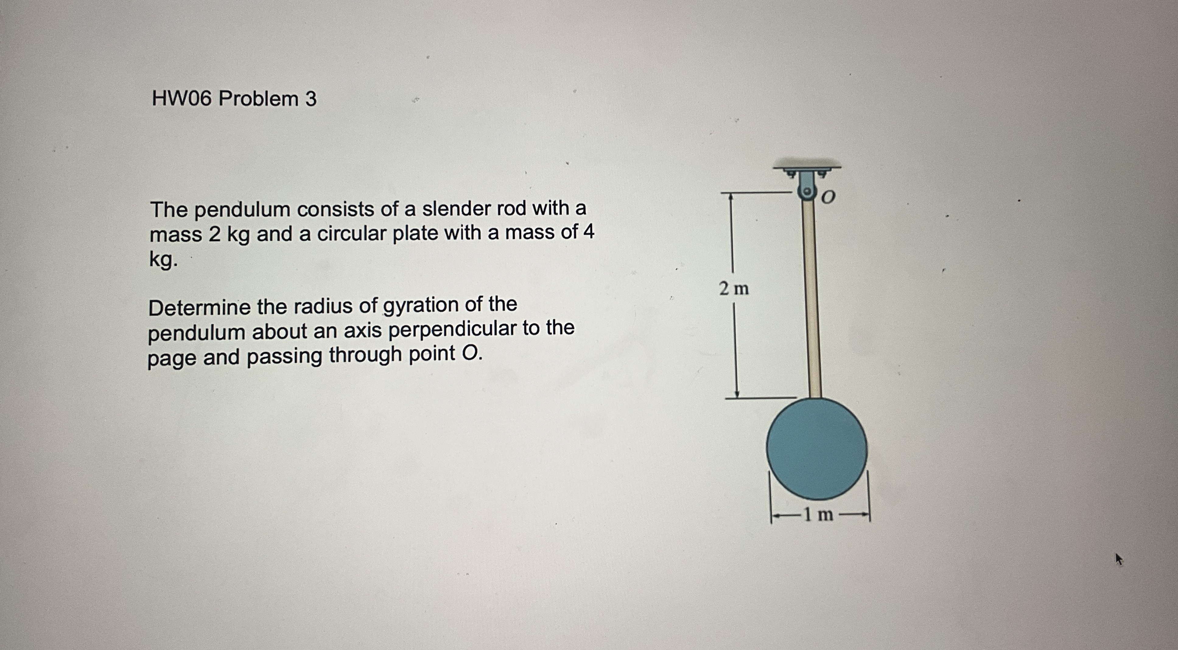 HW 0 6 Problem 3 The pendulum consists of a