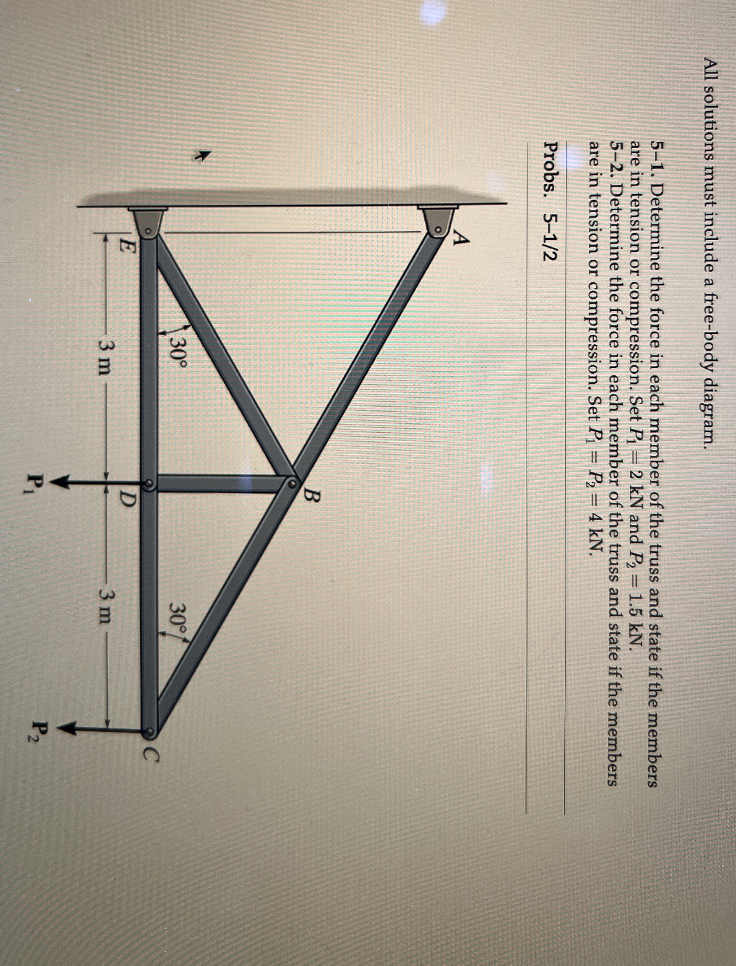 All solutions must include a free - body diagram.