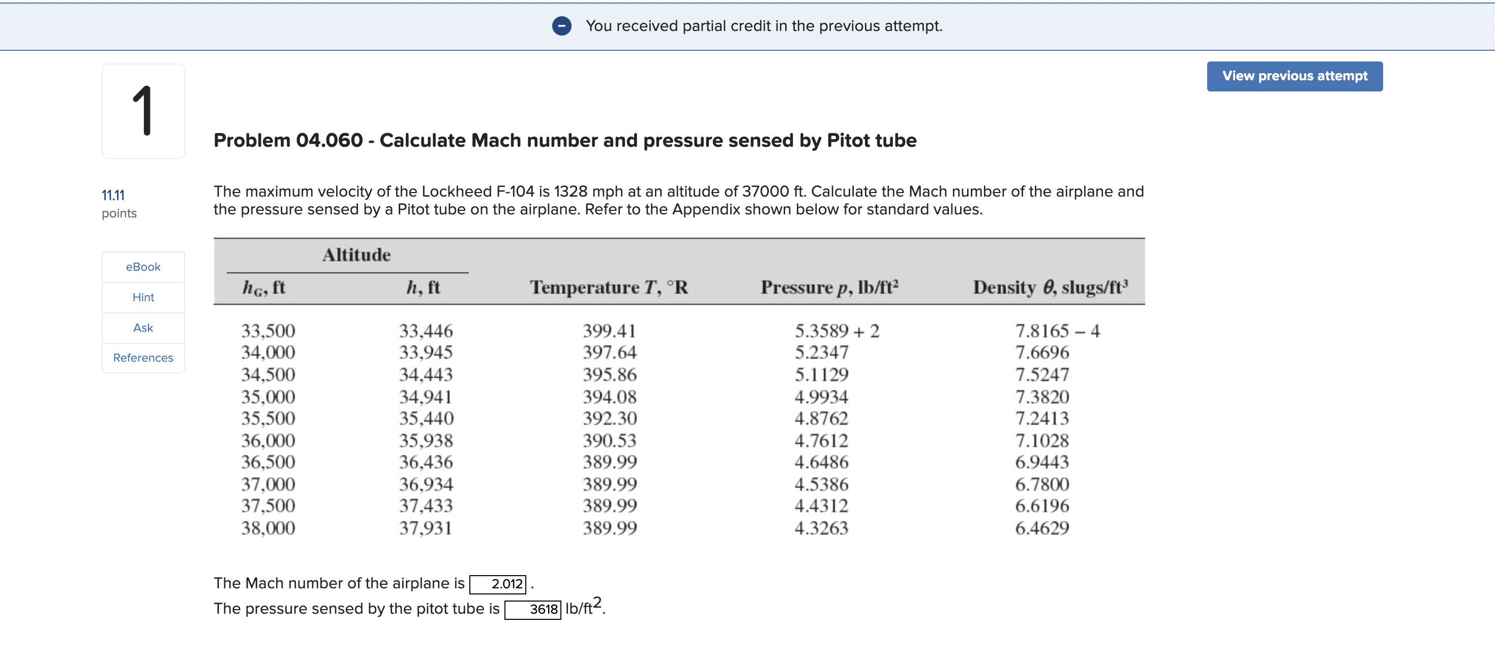 You received partial credit in the previous