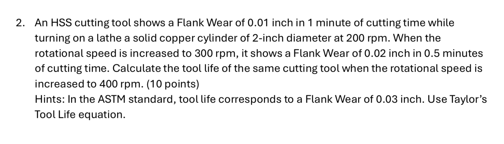 An HSS cutting tool shows a Flank Wear of 0 . 0 1