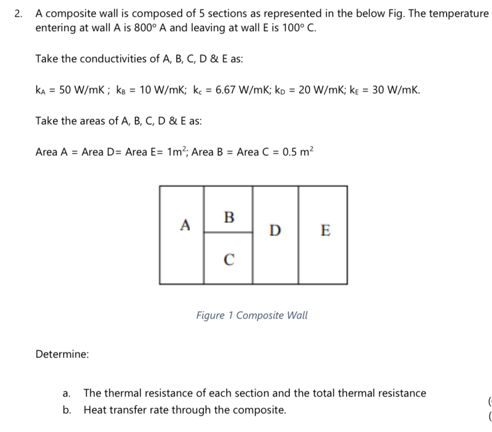 A composite wall is composed of 5 sections as