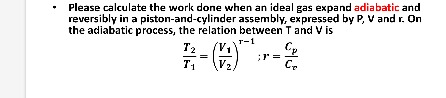 Please calculate the work done when an ideal gas
