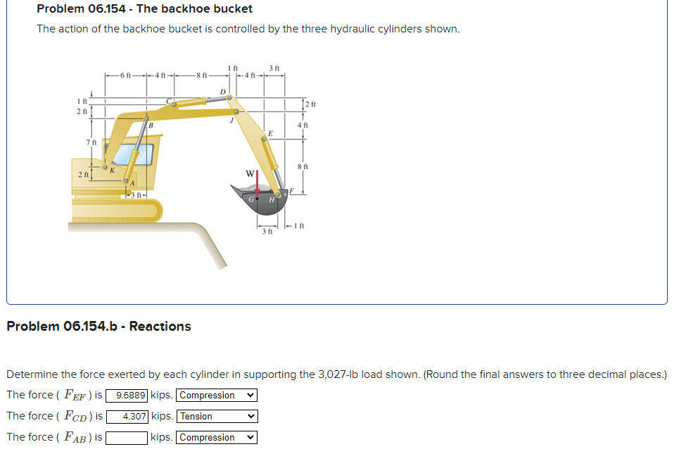 Problem 0 6 . 1 5 4 - The backhoe bucket The