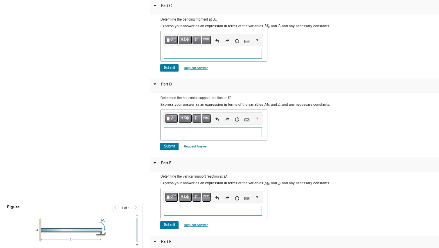 Part C Determine the bending moment at \ ( A \ )