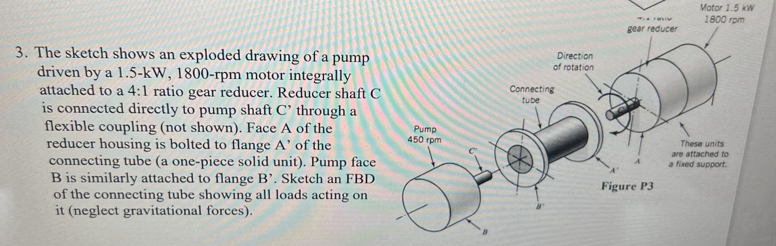 The sketch shows an exploded drawing of a pump