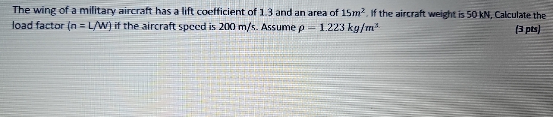 The wing of a military aircraft has a lift