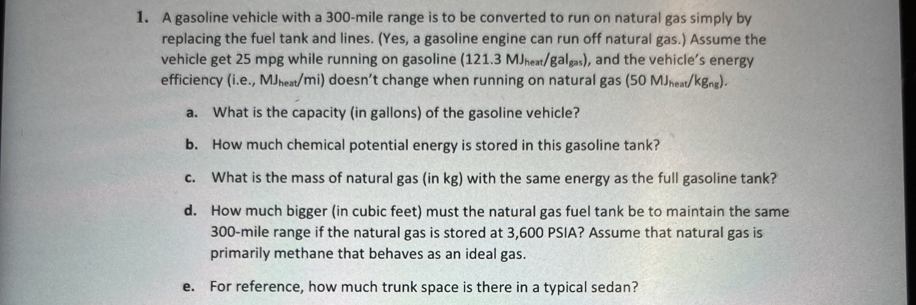 A gasoline vehicle with a 3 0 0 - mile range is