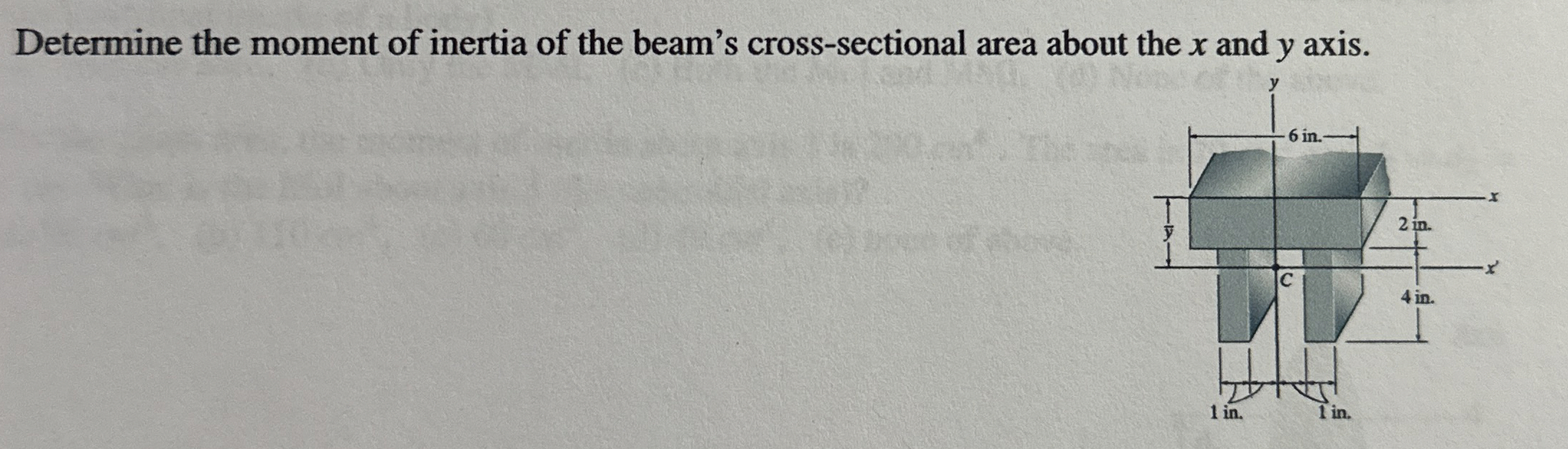 Determine the moment of inertia of the beam's