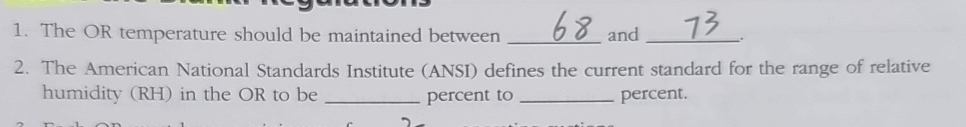 The OR temperature should be maintained between q