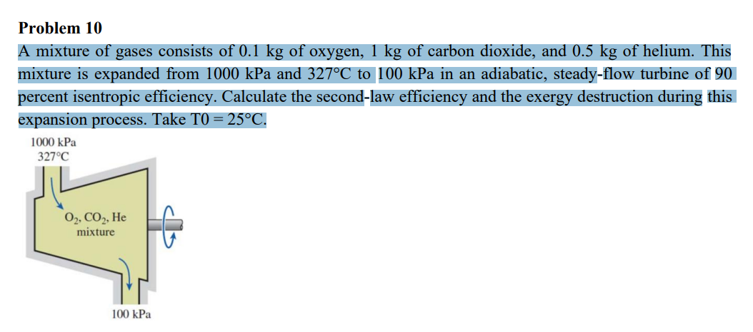 A mixture of gases consists of 0 . 1 kg of