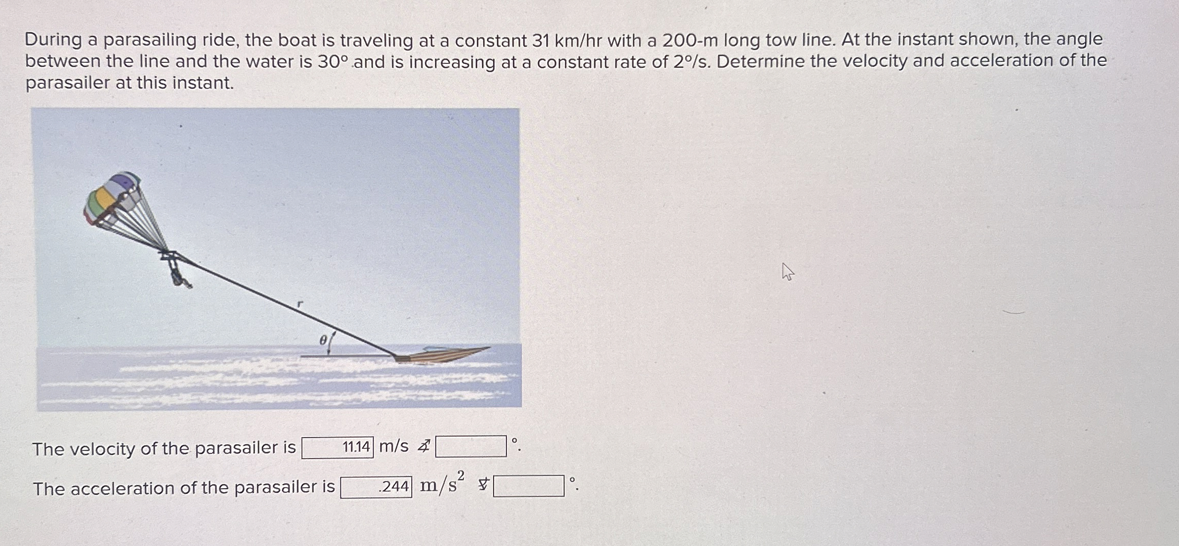 During a parasailing ride, the boat is traveling