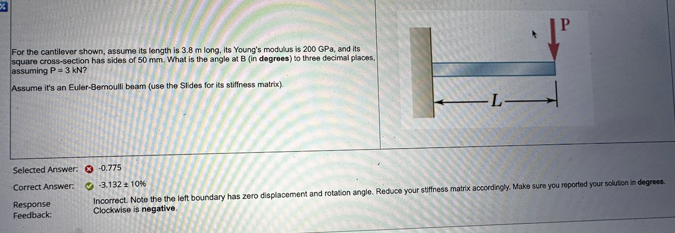 For the cantilever shown, assume its length is 3