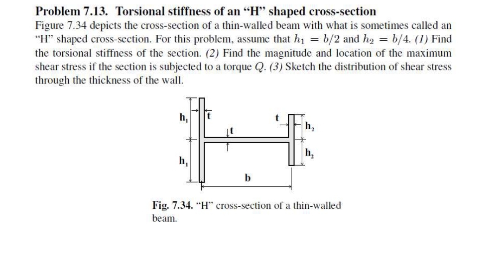 Problem 7 . 1 3 . Torsional stiffness of an " H "