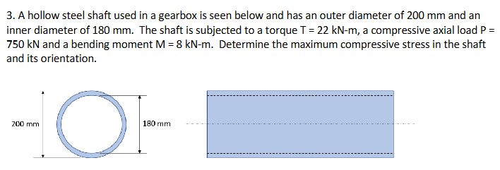 3 . A hollow steel shaft used in a gearbox is