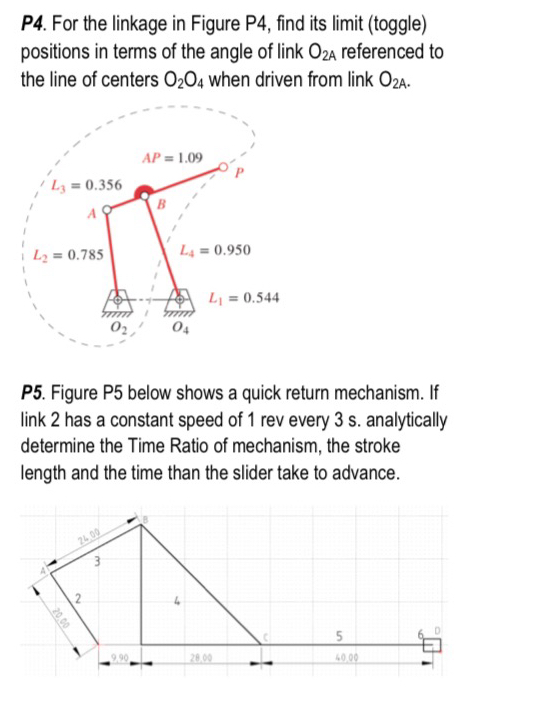 P 4 . For the linkage in Figure P 4 , find its